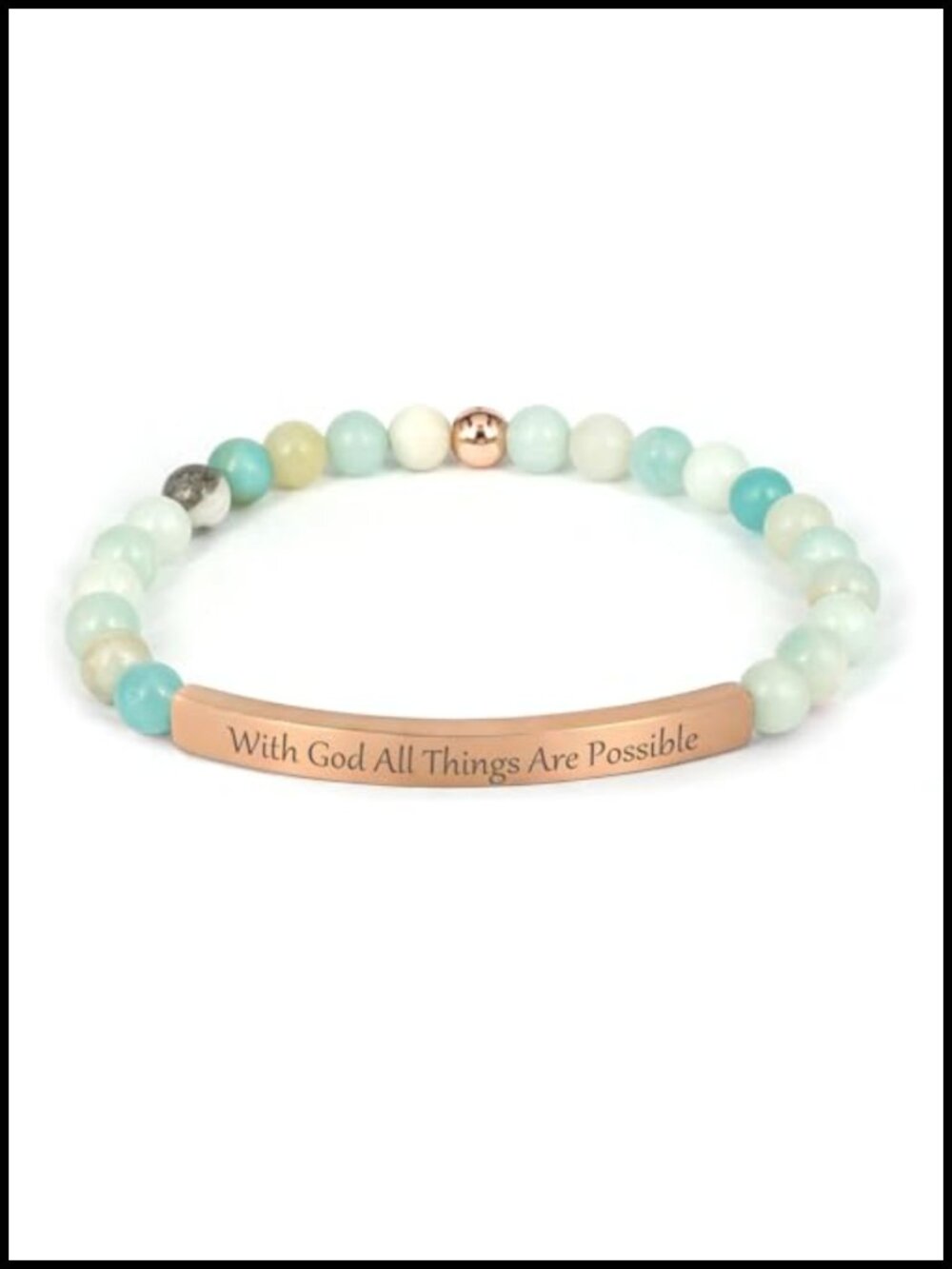 18K Gold Plated Inspirational Bible Verse Stretch Bracelet with Amazonite Beads